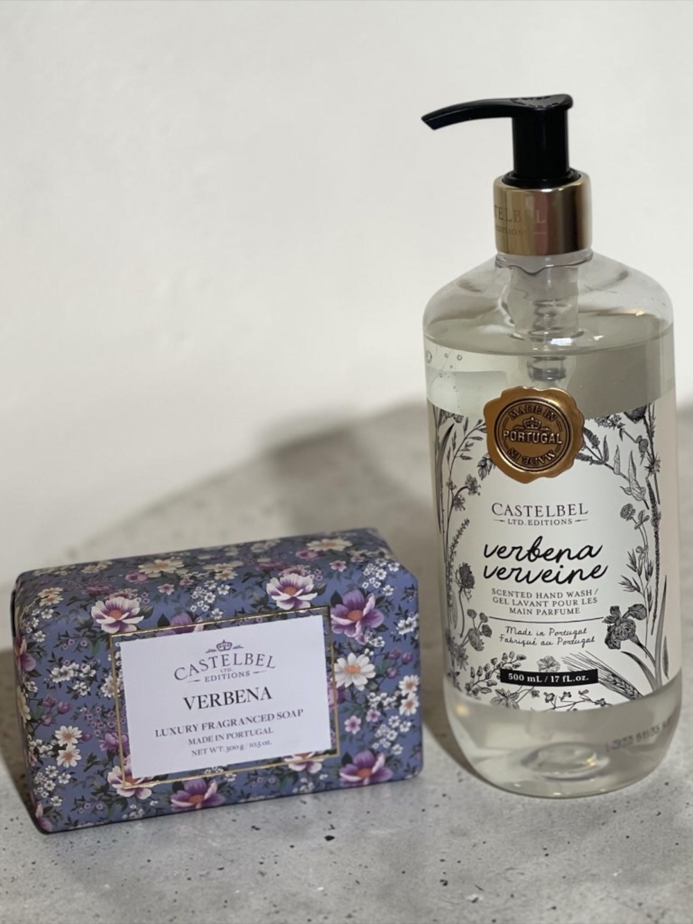 Castelbel Verbena Hand Wash Soap Set 17 oz Hand Wash 10.5 oz Bar Soap Gift Set